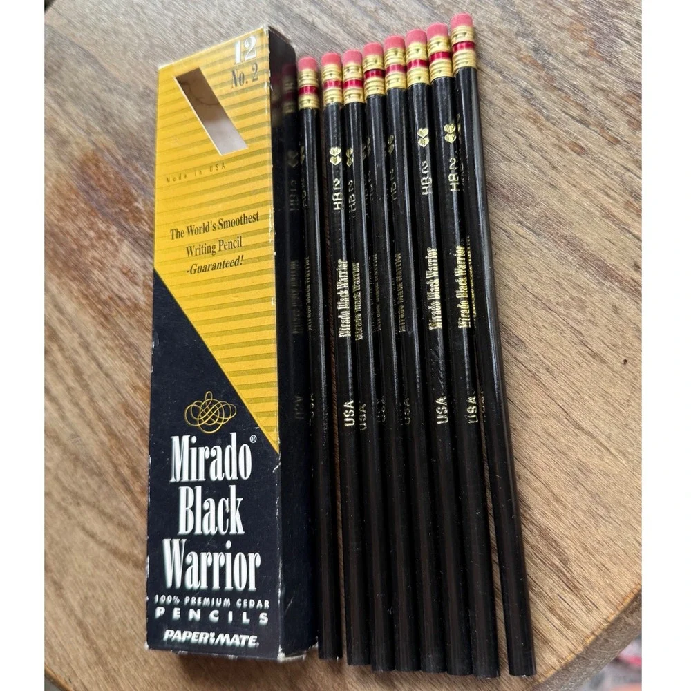 Vintage 2003 Mirado Black Warrior HB No 2 Cedar Pencils USA 8 Unused Paper Mate